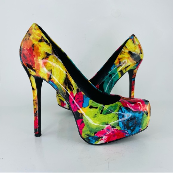 Steve Madden Nala Floral Print Platform Stiletto - Size 8 - Picture 13 of 13
